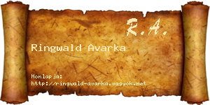 Ringwald Avarka névjegykártya